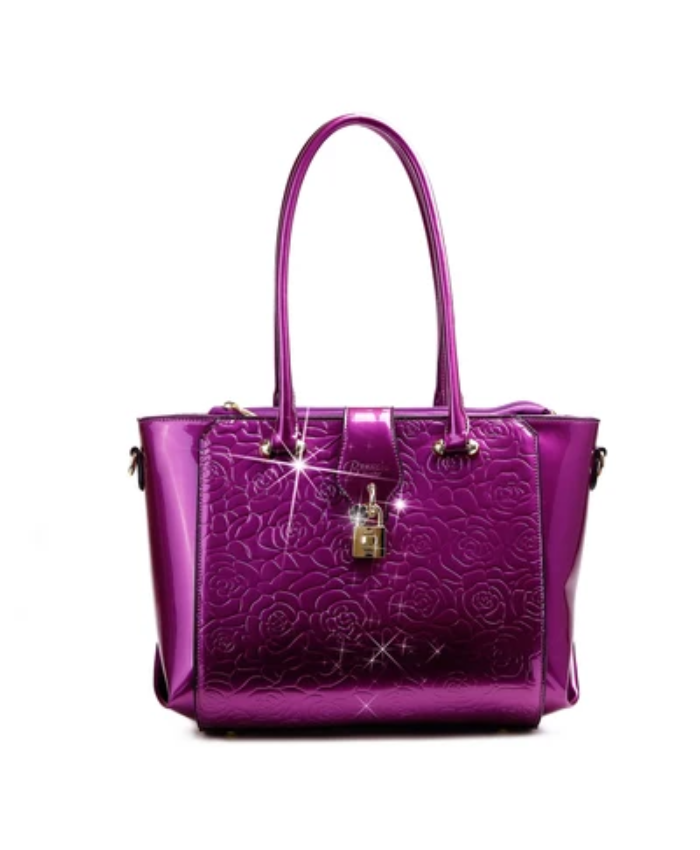 Brangio Italy Elegant Floral Embossed Designer Handbag