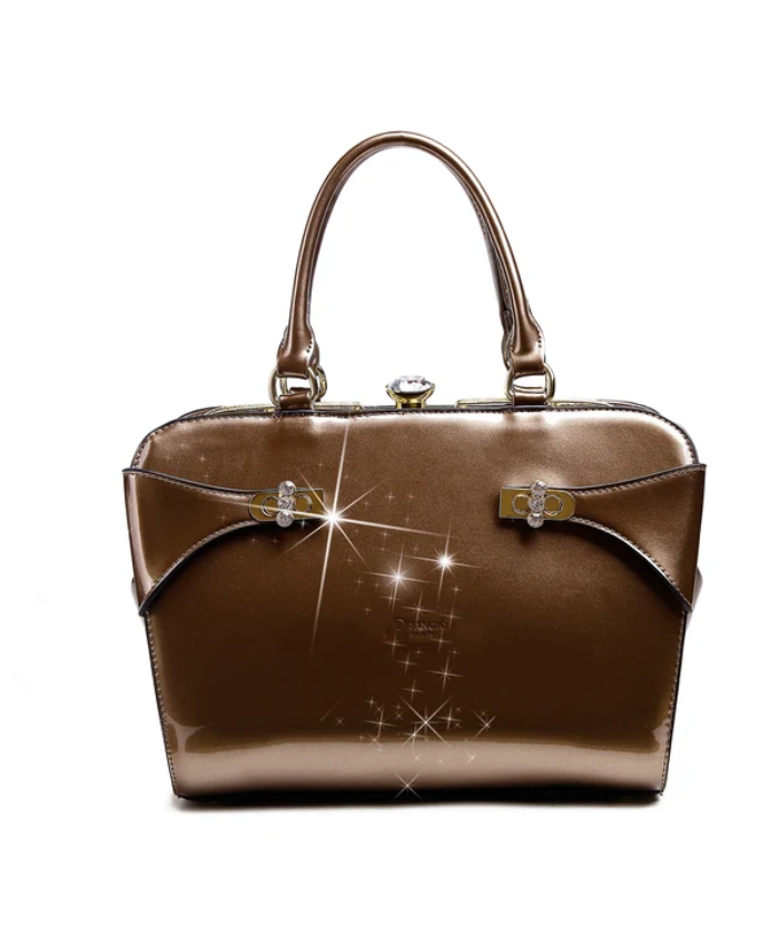 Brangio Italy Elegant Designer Patent Leather Satchel Handba