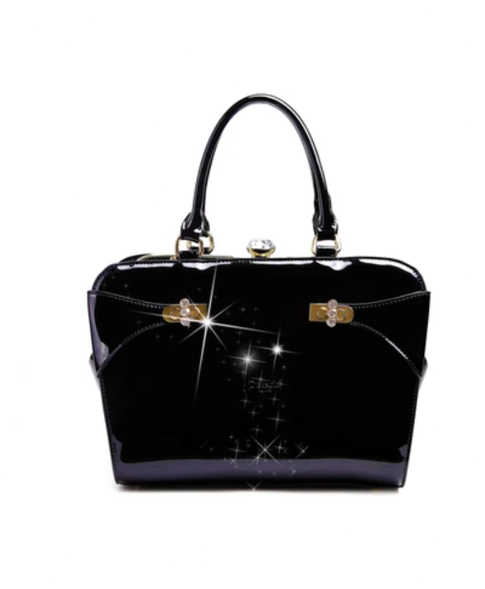 Brangio Italy Elegant Designer Patent Leather Satchel Handba