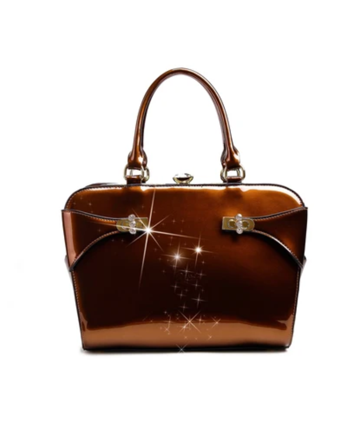Brangio Italy Elegant Designer Patent Leather Satchel Handba