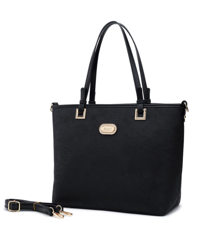 Brangio Italy Lace Embossed Elegant Floral Tote Bag