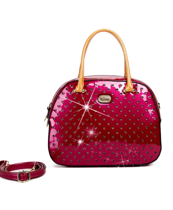 Brangio Vegan Leather Retro Crystal Overnight Latch On Bag