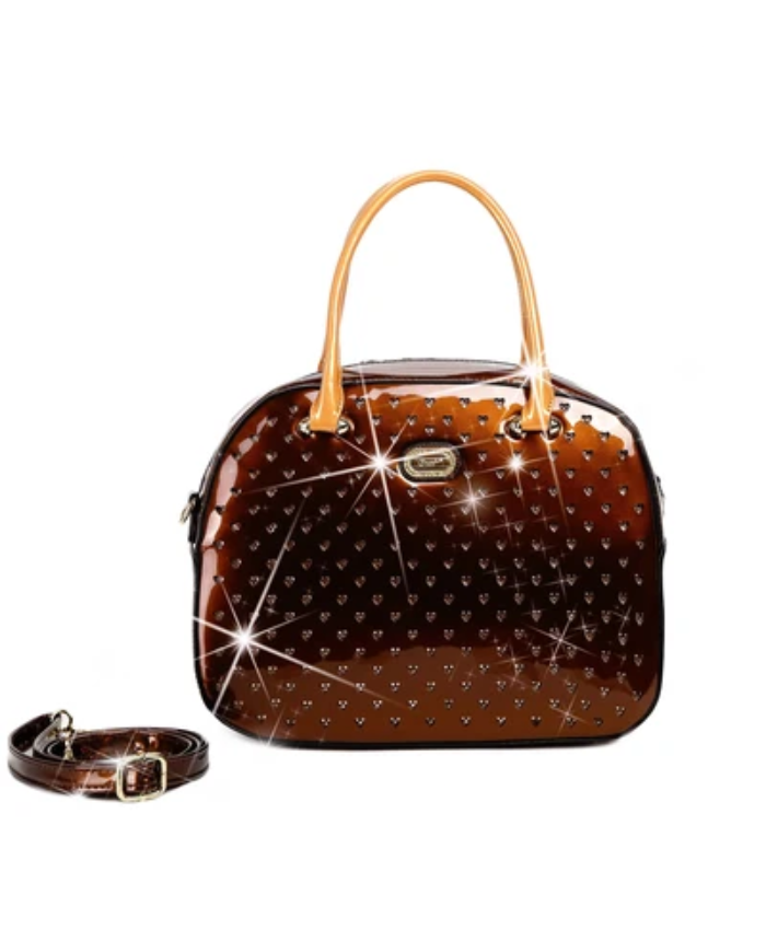 Brangio Vegan Leather Retro Crystal Overnight Latch On Bag