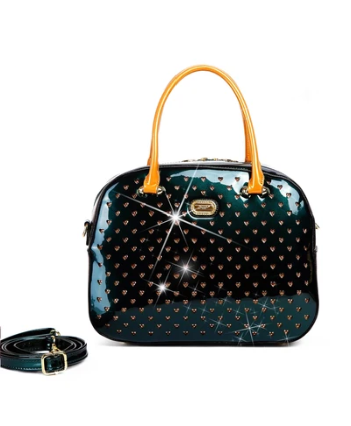 Brangio Vegan Leather Retro Crystal Overnight Latch On Bag