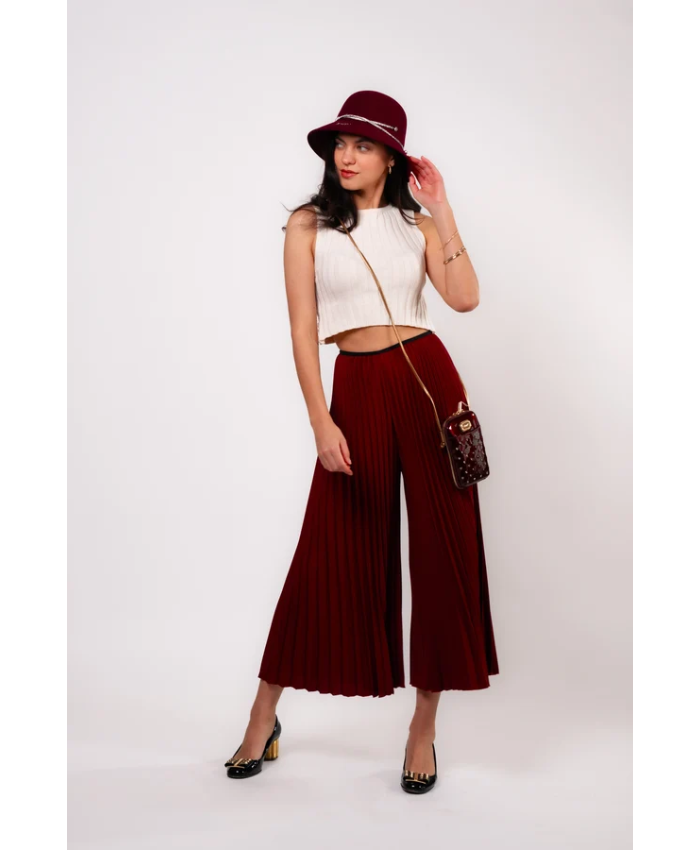 Brangio Italy Vintage Luxe Pleated Palazzo Skort