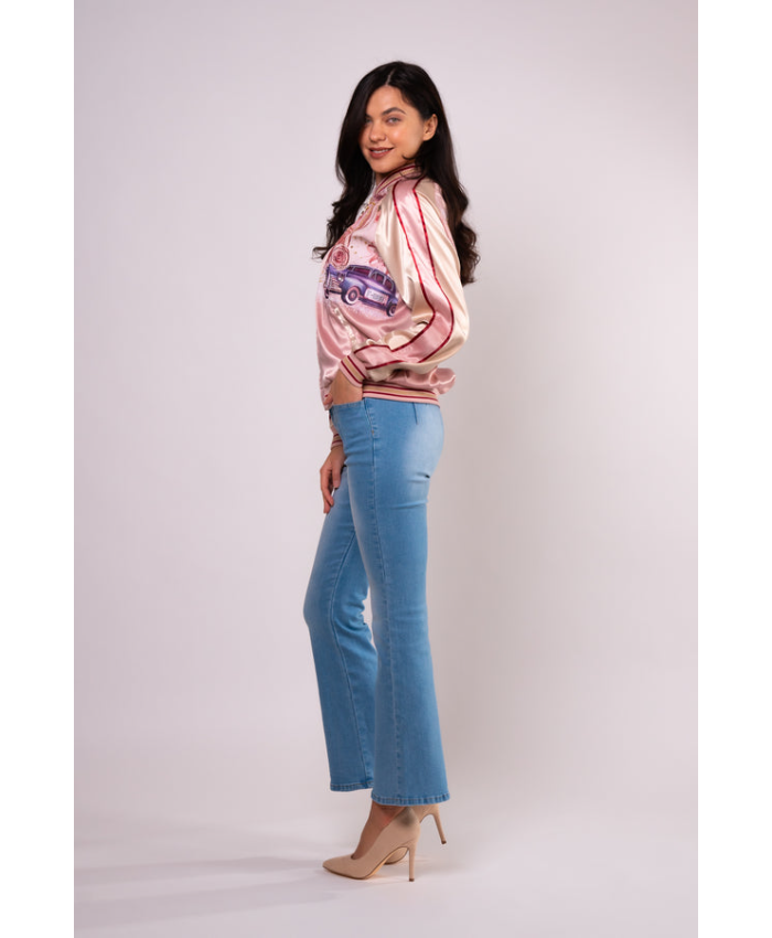 Brangio Italy Vintage Bomber Jacket with Floral Embroidery