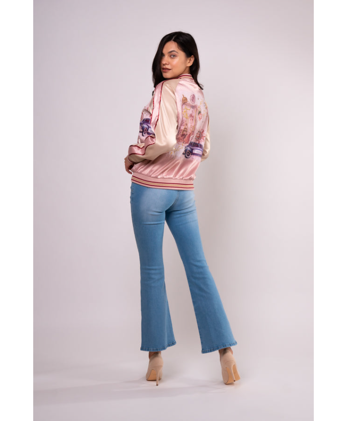 Brangio Italy Vintage Bomber Jacket with Floral Embroidery