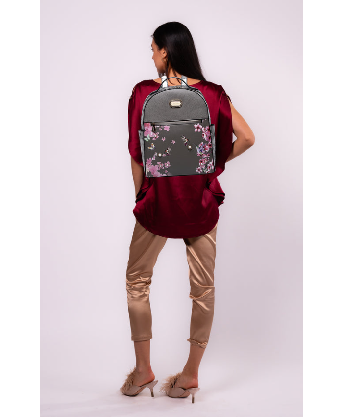 Brangio Italy Vintage Floral & Hummingbird Backpack