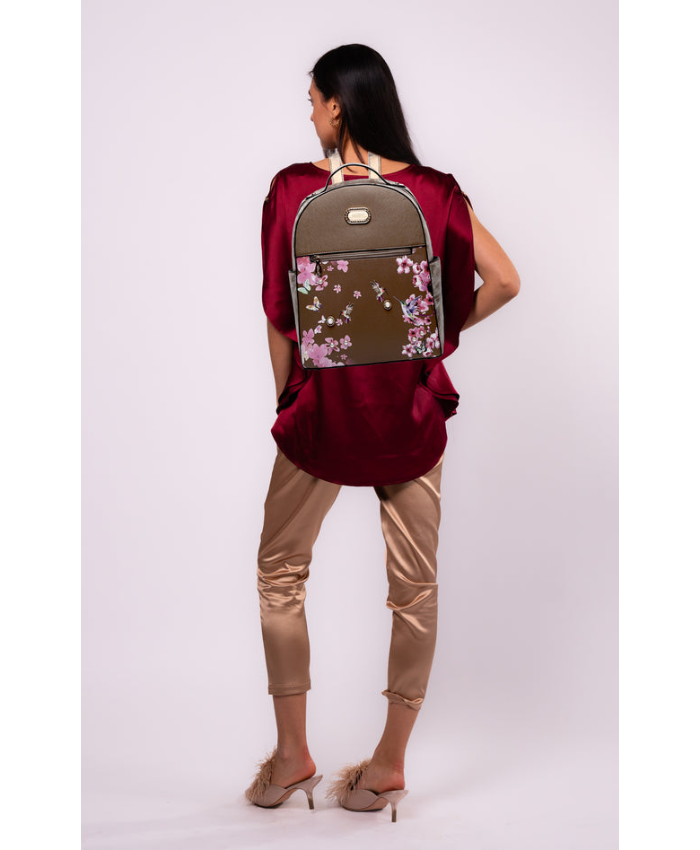 Brangio Italy Vintage Floral & Hummingbird Backpack