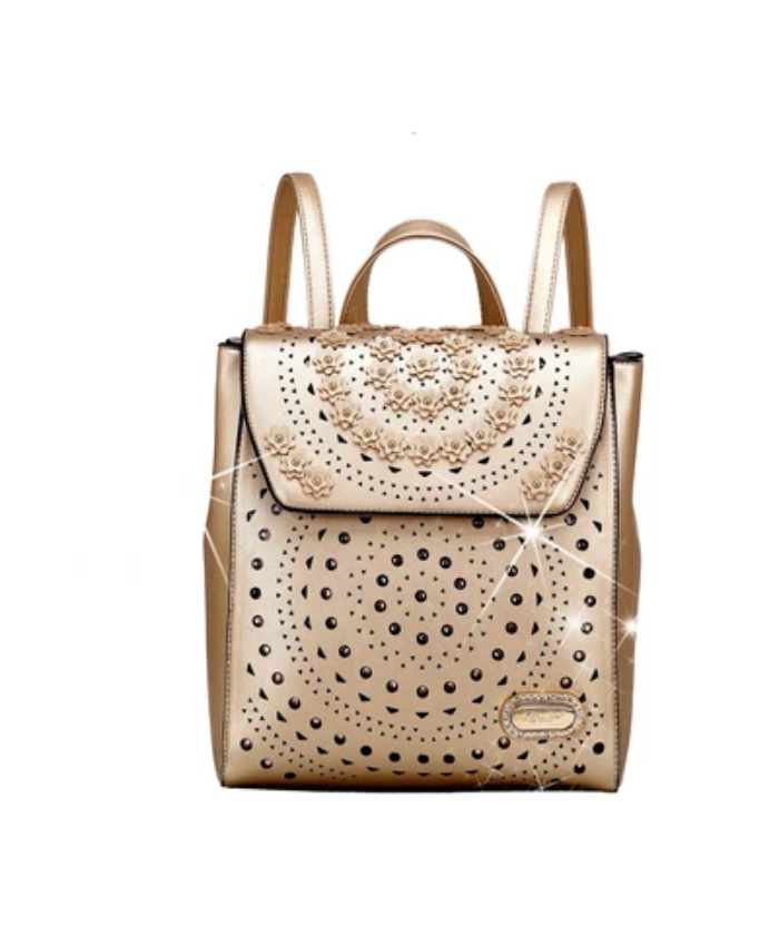Brangio Italy Sparkling Floral Embellish 3D Flower Backpack