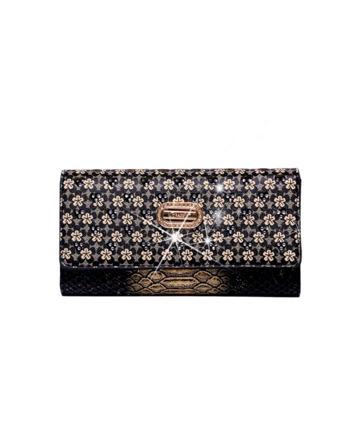 Brangio Italy Floral Designer Rhinestone Wallet