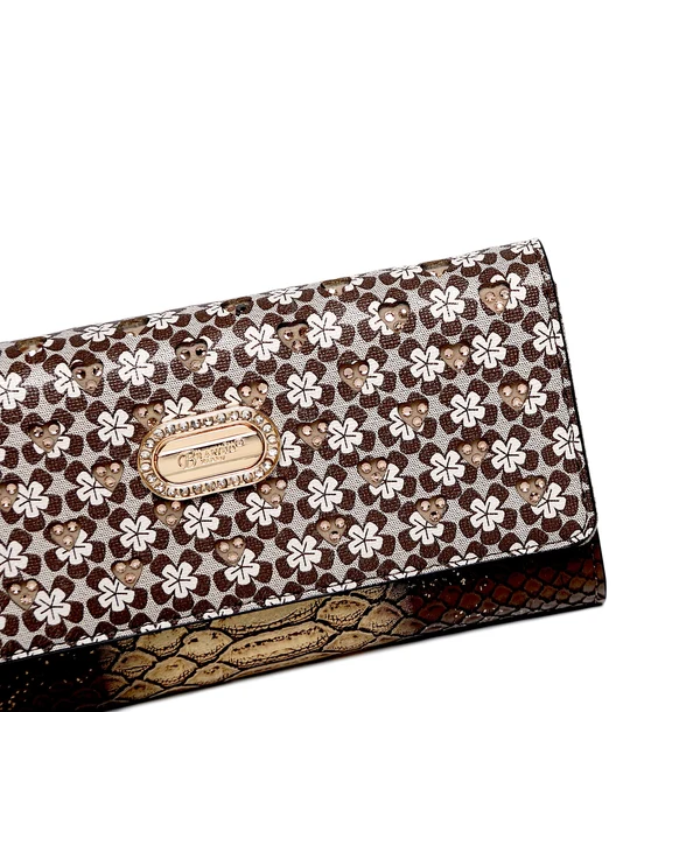 Brangio Italy Floral Designer Rhinestone Wallet