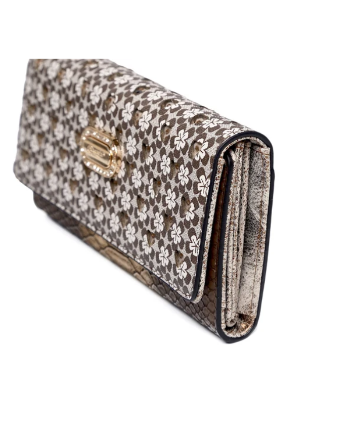 Brangio Italy Floral Designer Rhinestone Wallet