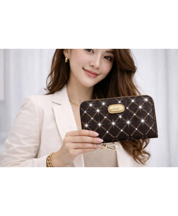 Brangio Italy Stylish Monogram Zippered Wristlet Wallet