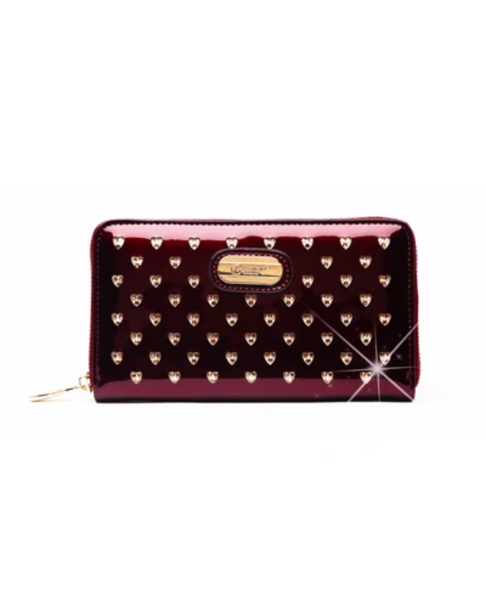 Brangio Italy Luxury Heart Stud Zippered Wristlet Wallet