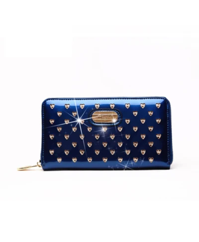 Brangio Italy Luxury Heart Stud Zippered Wristlet Wallet