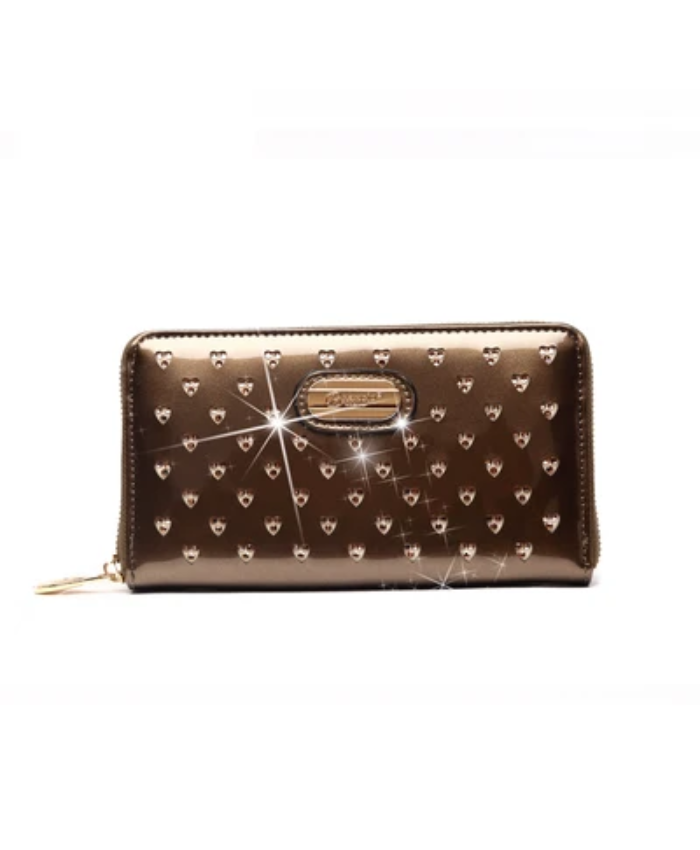 Brangio Italy Luxury Heart Stud Zippered Wristlet Wallet