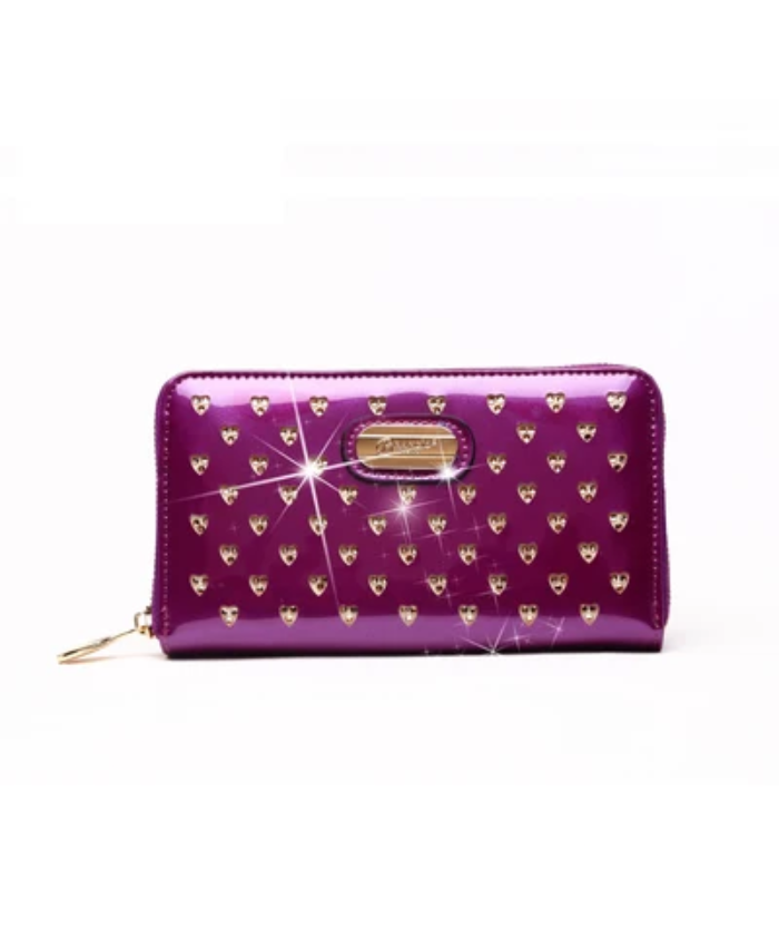 Brangio Italy Luxury Heart Stud Zippered Wristlet Wallet