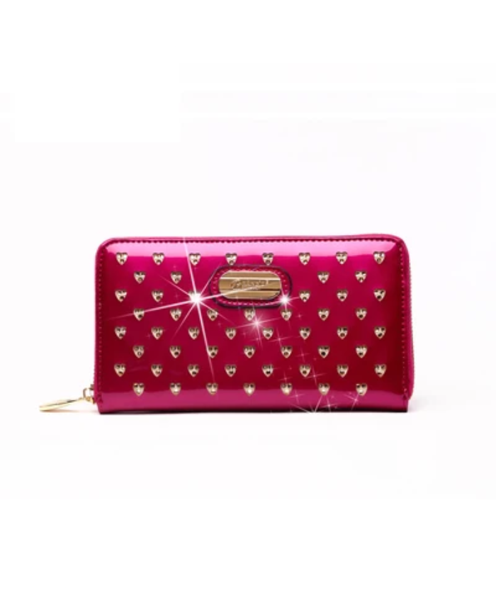 Brangio Italy Luxury Heart Stud Zippered Wristlet Wallet