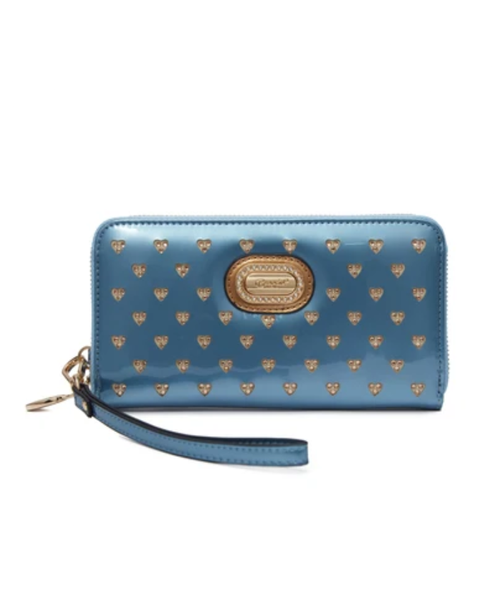 Brangio Italy Luxury Heart Stud Zippered Wristlet Wallet