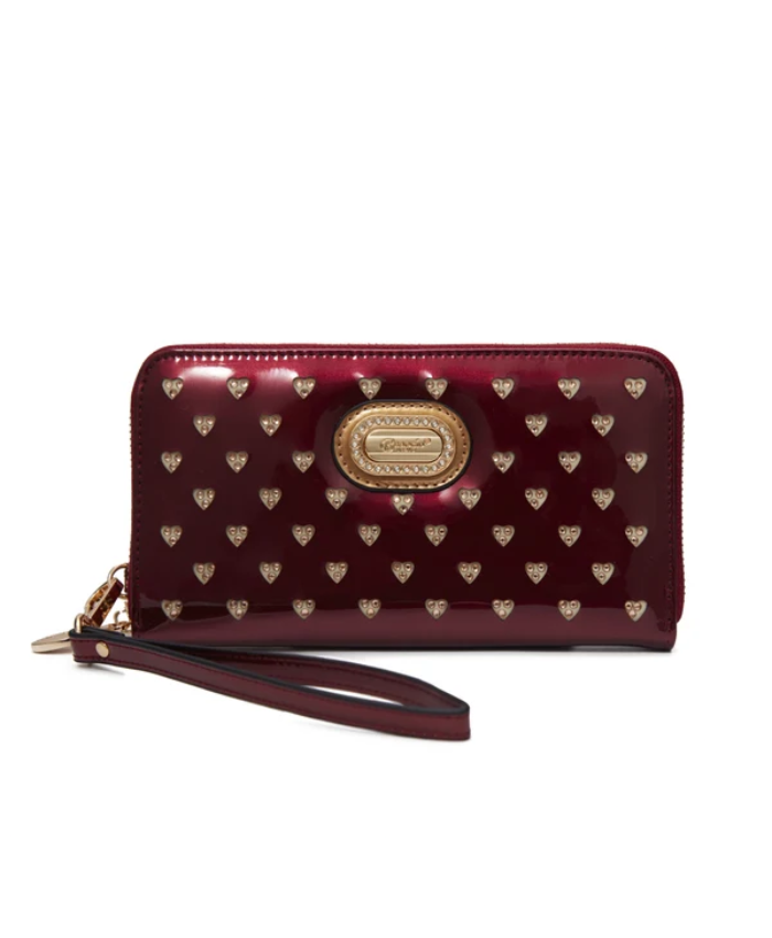 Brangio Italy Luxury Heart Stud Zippered Wristlet Wallet