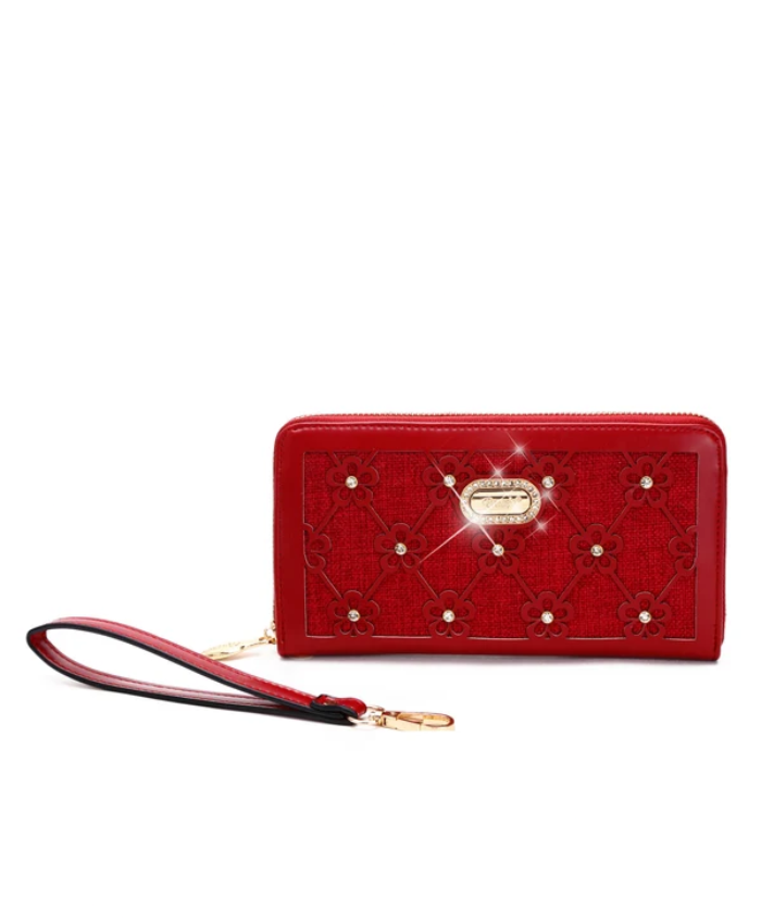 Brangio Italy Elegant Floral Zippered Around Wristlet Wallet