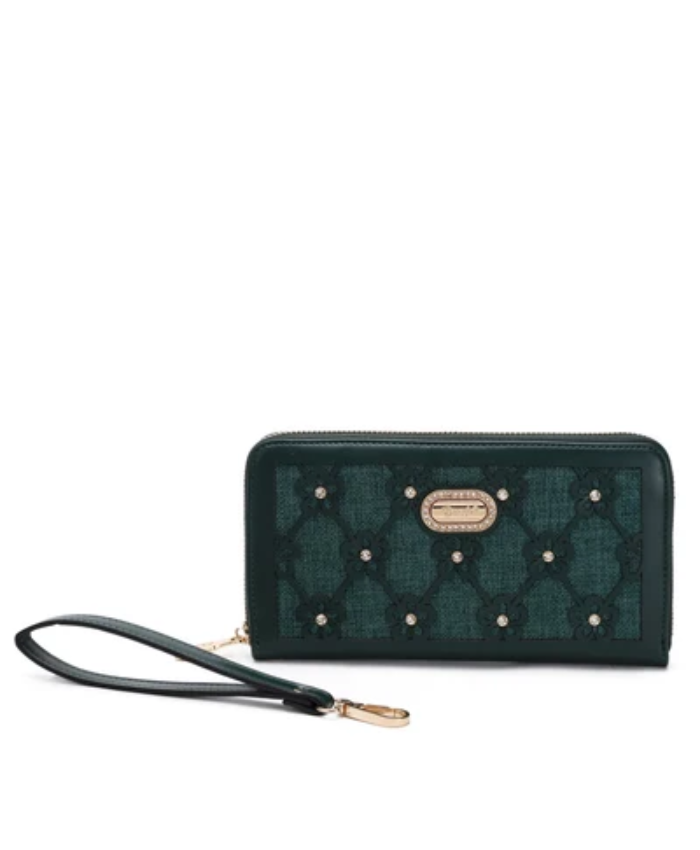 Brangio Italy Elegant Floral Zippered Around Wristlet Wallet