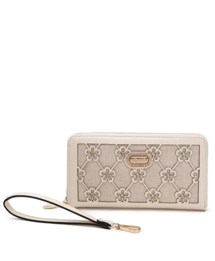 Brangio Italy Elegant Floral Zippered Around Wristlet Wallet