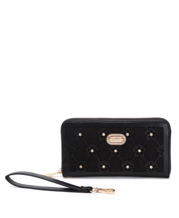 Brangio Italy Elegant Floral Zippered Around Wristlet Wallet