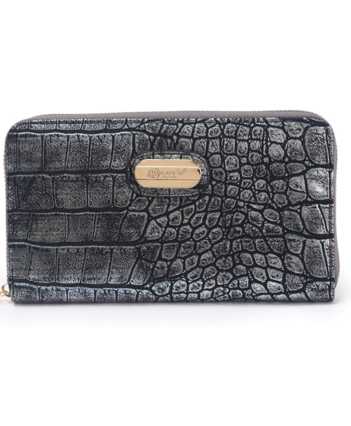 Brangio Italy Elegant Croc-Embossed Zippered Around Wallet