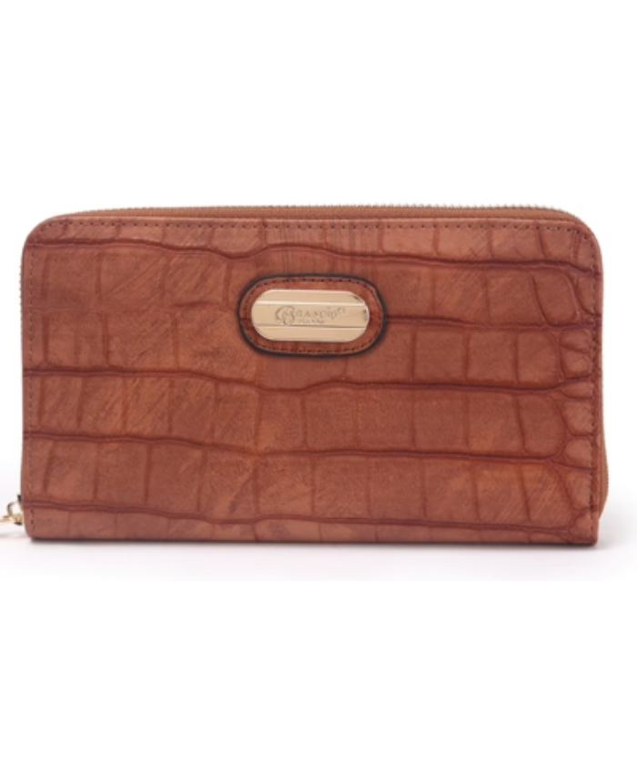 Brangio Italy Elegant Croc-Embossed Zippered Around Wallet