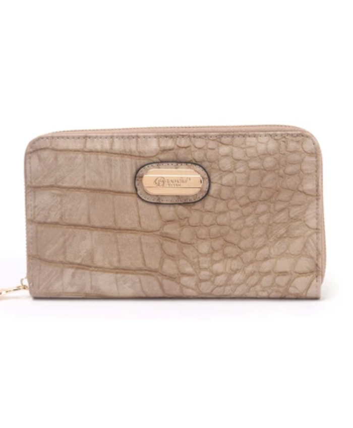Brangio Italy Elegant Croc-Embossed Zippered Around Wallet