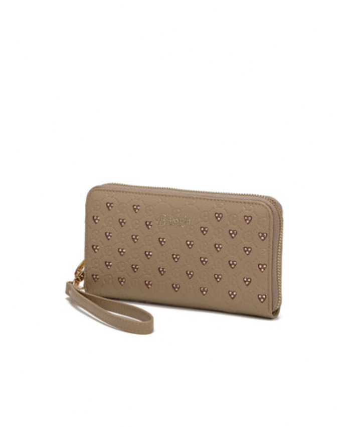 Brangio Italy Teal Embossed Heart Zippered Wristlet Wallet