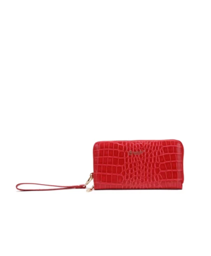 Brangio Italy Croc Luxe Zippered Around Wristlet Wallet
