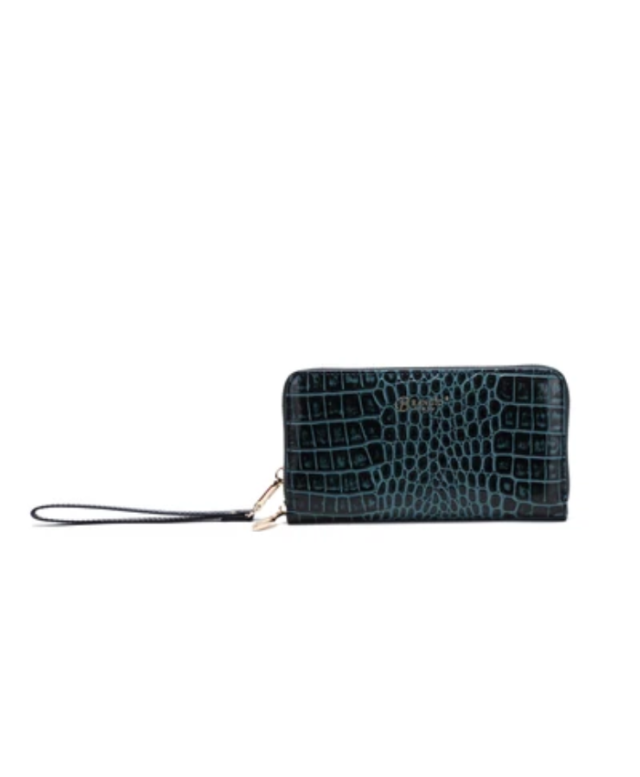 Brangio Italy Croc Luxe Zippered Around Wristlet Wallet