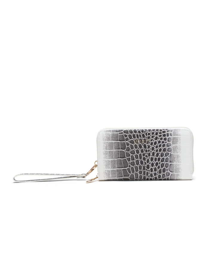 Brangio Italy Croc Luxe Zippered Around Wristlet Wallet