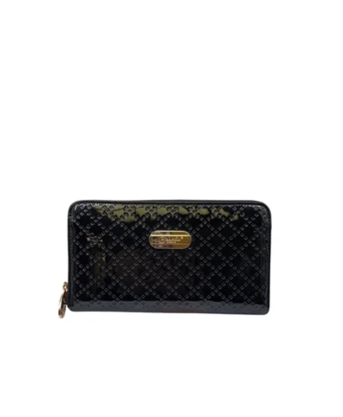 Brangio Italy Luxury Designer Glossy Embossed Zip Wallet