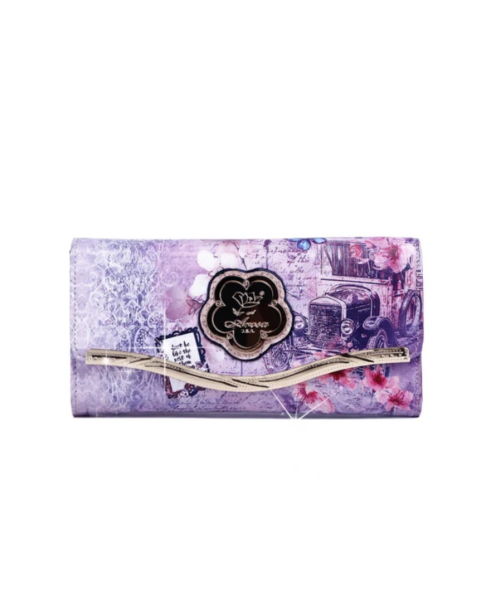 Arosa Vintage Car And Floral Tri-fold Wallet