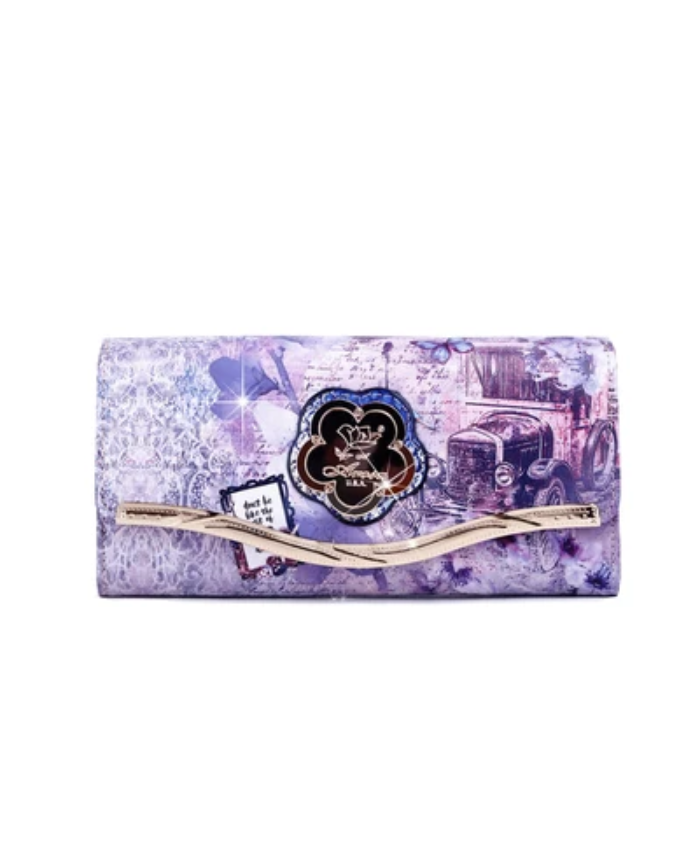 Arosa Vintage Car And Floral Tri-fold Wallet