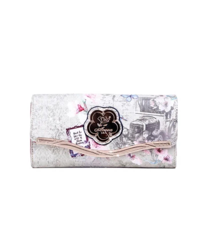 Arosa Vintage Car And Floral Tri-fold Wallet