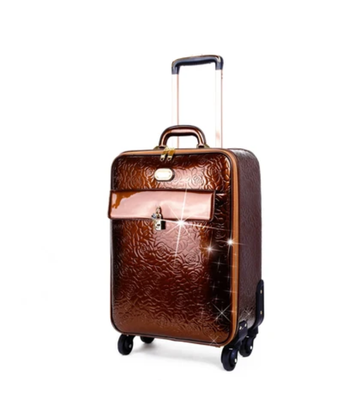 Brangio Italy Luxury Floral Embossed Wheeled Carry-On Luggag